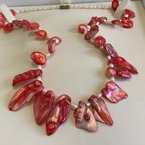 Red Shell and Pearl Necklace
